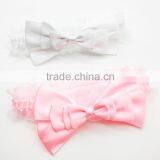 Satin Layered Bow Lace Headband for Baby,cheap Handmade Soft Headbands thumbnail-6