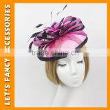 PGHD0652 Bridal Design Satin Flower Headband With Veil Fascinator Hair Decoration thumbnail-3