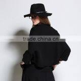 Women's Cropped Hangover Hoodie Long Sleeve Top Short Style Open Zipper Sweater Jacket Black Solid thumbnail-4