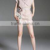 Two-piece-outfits Latest Fashion Design Women Clothing Apricot V Neck Top With Pockets Shorts thumbnail-5