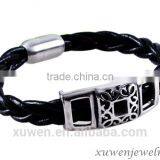 Stainless Steel Personalized Leather Wrap Bracelets With Metal Clasp