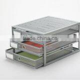 silver metal mesh 3tier stationery organizer