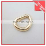 Shiny gold plated metal bag D ring & hardware ring for handbag