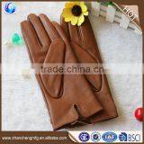 Custom Winter Brown Luxury Lady Goatskin Leather Gloves Touch Screen thumbnail-3