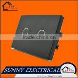 American Style 2 Gang Black Glass Touch Switch With Remote Control