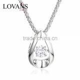 925 Sterling Silver Angel Tears Dancing Diamond Pendant Necklace SPG899W