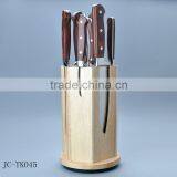 7PCS Color Wood Handle Knife Set With Revolve Wood Block
