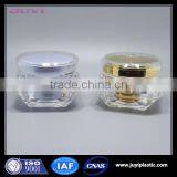 Colored Diamond Shape Plastic Acrylic Cosmetic Jar, Luxury Skin Care Plastic Cosmeitc Cream Jar White Color 15g 30g 50g