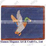 Custom Elephant Red Needlepoint Wallet With Genuine Leather thumbnail-4