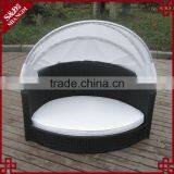 Pet Furniture All Weather Black Wicker Woven Luxury Pet Bed With Canopy thumbnail-1