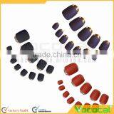 24 PCS Women Ladies Home Salon Matte With Metallic Edge French Style False Artificial Nail Art Tips Decorations thumbnail-4