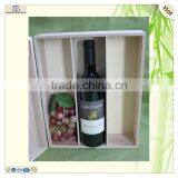 Natural Unfinished Hinged 3 Bottles Compartments Wood Wine Case thumbnail-5