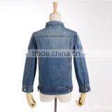 2017 New Casual Fitted Deep Blue Jeans Jacket Washed Embroidery Jacket for Girls thumbnail-5