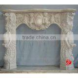 Hand Carved Stone Figure Fireplace Mantel thumbnail-1