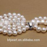 10-11mm White Edison Pearl Necklace, Bracelet and Earrings Jewelry Set thumbnail-2