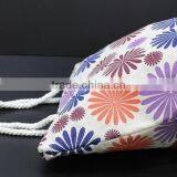 Flora Print Jute Beach Bag With Twisted Rope Handle & With Top Zip Closure thumbnail-4