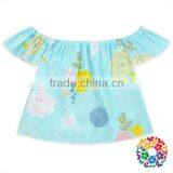 Pink Flowers Baby Girls Top Design Stylish Strapless Cotton Ruffle Tops For Kids thumbnail-5