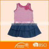 Hot Sale Floral Children Wear Striped Cotton Baby Girl Dress thumbnail-1