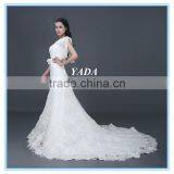 New Arrival One Shoulder Lace Hand Rosa Appliques Beaded Wedding Dresses Mermaid thumbnail-4