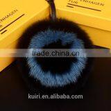 Real Fur Fox Pom Pom Keychains Handmade 15cm Ball Pendant for Bag Charm Pluffy Bag Bug Capital Letter A to Z thumbnail-5