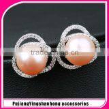 2016 Hot New Elegant Natural Pearl and Zirconia Stud Earrings in 925 Sterling Silver thumbnail-1