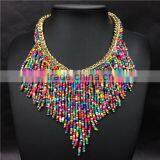 Express Tassel Resin Plastic Beads Multicolor Statement Necklace Jewelry thumbnail-6