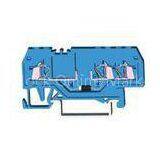 Blue 800V 18A Spring Cage Terminal Block Mounted on SP35 Standard Rail