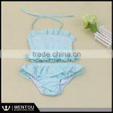 Wholesale Ruffled Kids Two Piece Seersucker Swimsuit thumbnail-2