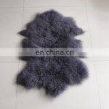 MONGOLIAN TIBETAN FUR SHEEPSKIN HIDE RUG PLUSH CURLY HAIRS 50X100CM