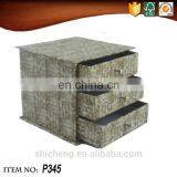 Retro Convenient Rectangular Woven Bamboo Design and Three Drawers Storage Box