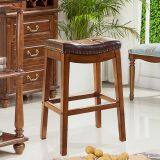IVSY 7066 Simple Antique Bar Stool Hotel Furniture Home Bar Chair Restaurant Solid Wood Stool 21.5