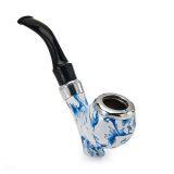 155mm Length Wooden Resin Medium Tobacco Pipe With Blue and White Porcelain Head for Smoking thumbnail-5