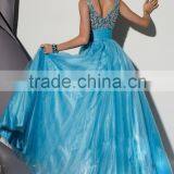 Hot Sale Elegant and Beautiful Organza Prom Dress With Colorful Beading and Tank High Quality V-Neck A-Line Prom Dress thumbnail-6