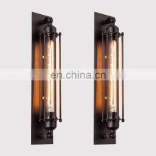 Black Long Design Single-headed Wall Lamp Water Pipe Cage Industrial Wall Sconce