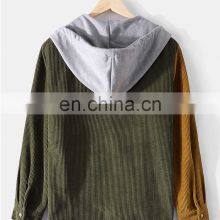 Wholesale Custom LOGO Amazon Spring and Autumn 100% Cotton Corduroy Multi-pocket Hooded Men's Long-sleeved Shirt Men's Plus Size thumbnail-2