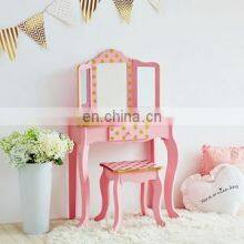 Kid Wooden Vanity Set With Tri-Fold Mirror and Chair thumbnail-4