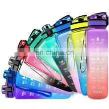 Custom Logo PC Plastic Fitness Outdoor Sports 32oz Motivational 1L Water Bottle With Time Marker