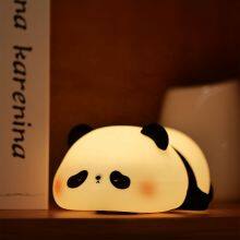 Wholesale Hot Selling USB Rechargeable LED Nursery Lamp Silicone Panda Night Light Kids Mini Size Bedrooms Girls Boys Home Use thumbnail-3