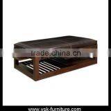 OT-086 Solid Beech Wood Bench Wish Leather Cushion thumbnail-1