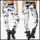 Autumn Ladies Black and White Tie Dye Slim Tight Legging for Women thumbnail-1