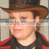 2015 FASHION STYLISH BLACK BROWN BUCKLE TOP HAT GENUINE LEATHER TOP HAT FOR MENS,WOMENS thumbnail-3