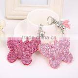 High Quality New PU Crystal Butterfly Pendant Key Chain Car Accessories Women Bag Accessories Fashion Jewelry Gift