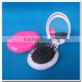Oval shape mini folding hair brush with mirror                        
                                                Quality Choice