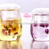 three-piece multifunctional tea cup with filter cup,unbreakable glass cups,double wall glass tea cup
