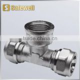 BSP Threaded Brass Compression Fitting 20*1/2" Brass Female Tee Fitting