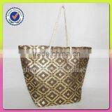 Tote bag style and paper straw and polyester material hand bag