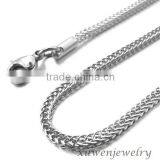 2.4mm Wide Twist Wheat Stainless Steel Link Chain Necklace