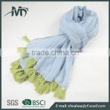 100% viscose lady scarf women contrast color tassels lace scarf