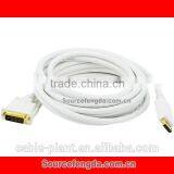 White high speed Mini DP male to DVI female Cable Adapter For Mac Pro