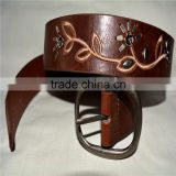 PU leather embroidered design witt stud leather belt